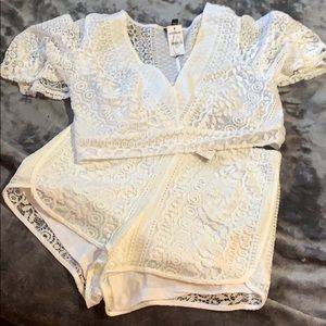 White two piece short set